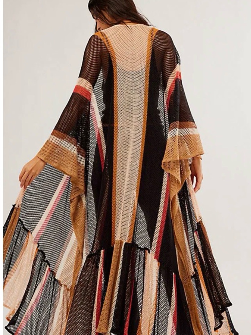 FREE PEOPLE SEA VISTA STRIPE RUFFLE KIMONO